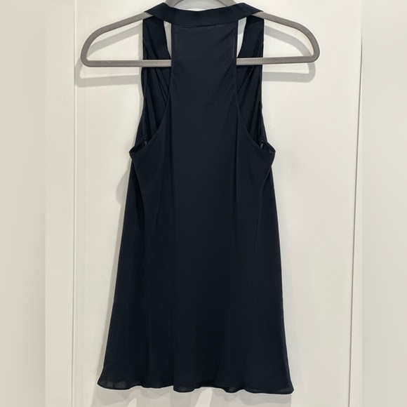 NWT Elie Tahari Silk Georgette Halter Top Medium Cowl Neck Navy Blue Chic - Picture 5 of 12